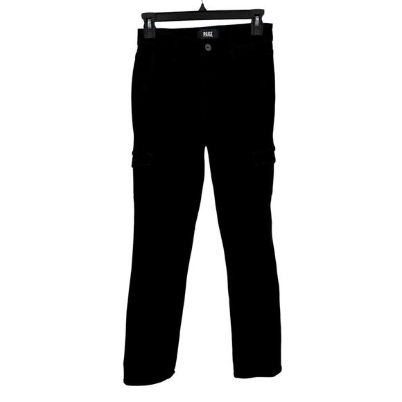 PAIGE Jolie Cargo midrise Straight Leg pants black size 25 - Picture 1 of 6